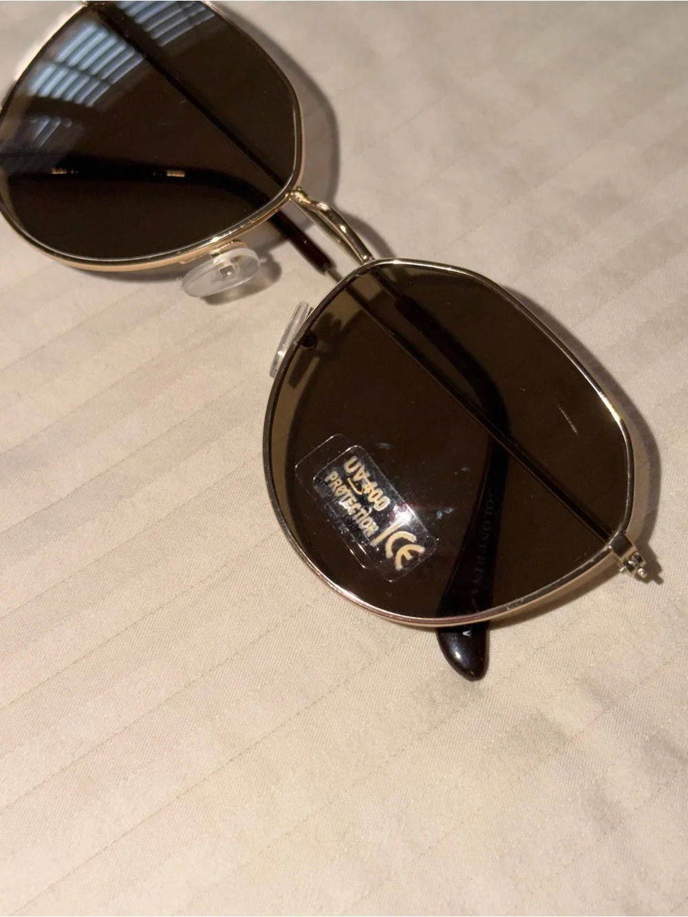Gold Metal Round Sunglasses with Brown Lenses